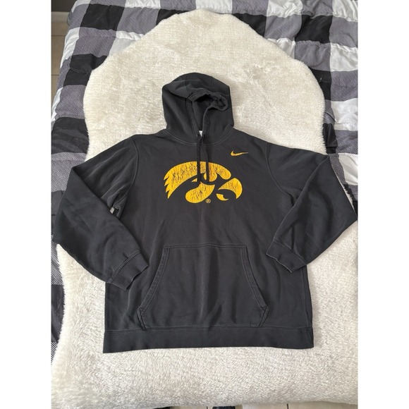 Iowa Hawkeyes‎ Men's Black Large Nike Hoodie Sweater Faded - Picture 1 of 7
